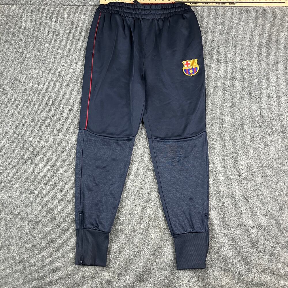 FC Barcelona Track Pants‎ Mens M Blue Soccer Joggers Zippered Cuffs Logo